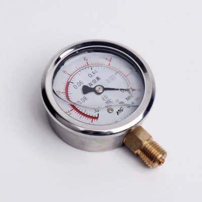 YN60耐震压力表 不锈钢液压水压表真空负压表气压表0-1.6 2.5MPa